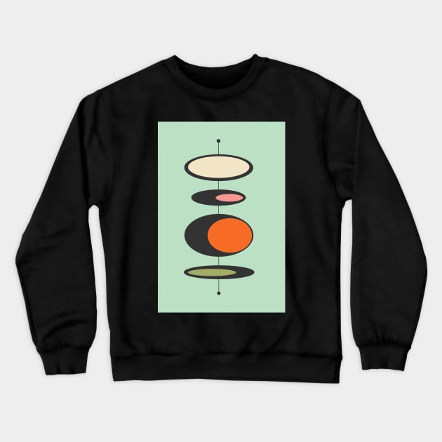 Green Mid Century Pods Crewneck Sweatshirt by Debra Cox 